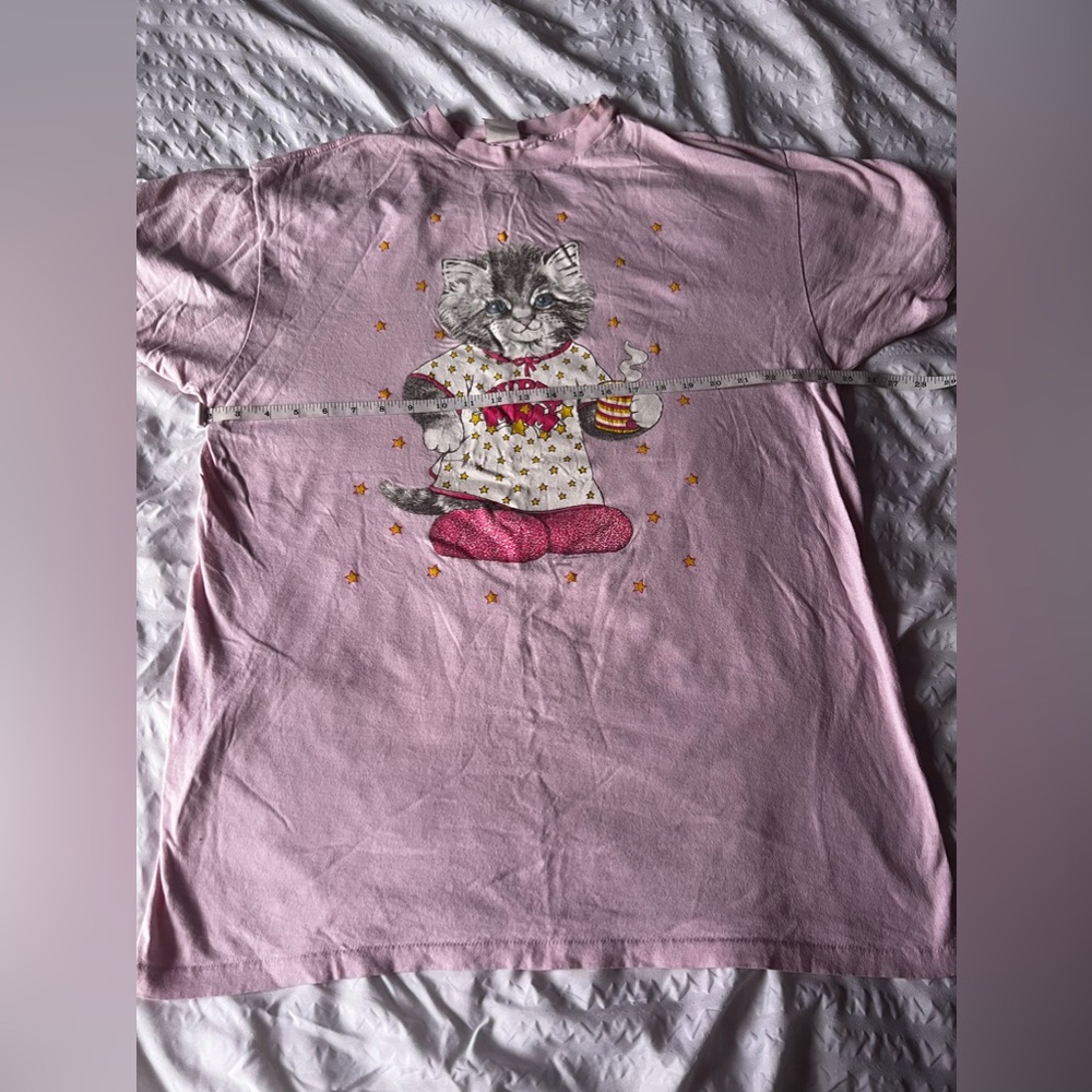 vintage AVON pink supermom cat top large